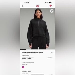 Lululemon oversized half zip scuba